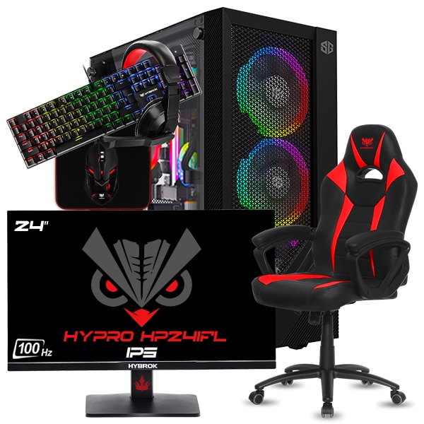 SETUP GAMER R5 4600G-VEGA 7 + HP24IFL + FIGHTER + HPG200