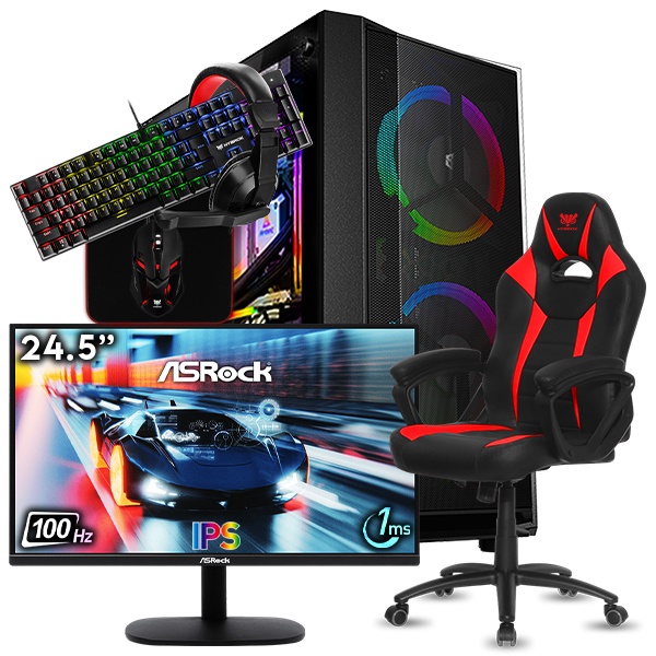 SETUP GAMER R5 5500-RX 580 + CL25FF + FIGHTER + HPG200