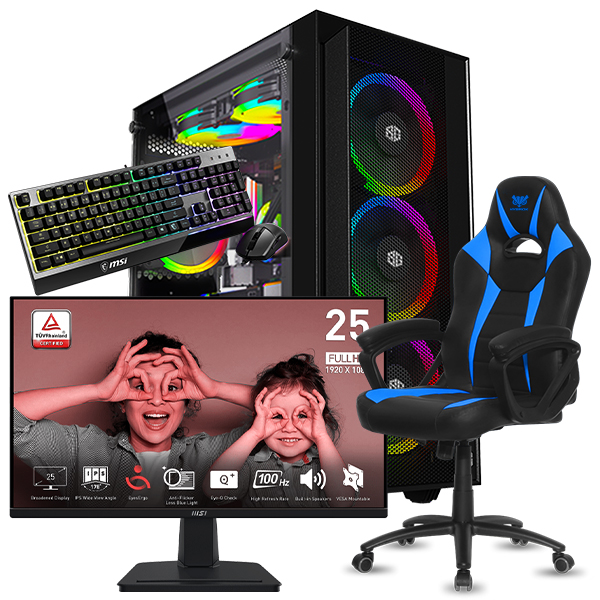 SETUP GAMER R5 5500-RX 580 + MP251 + FIGHTER + GK30