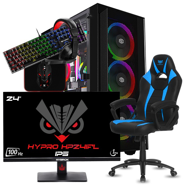 SETUP GAMER R3 3100-GT 1030 + HP24IFL + FIGHTER + HPG200