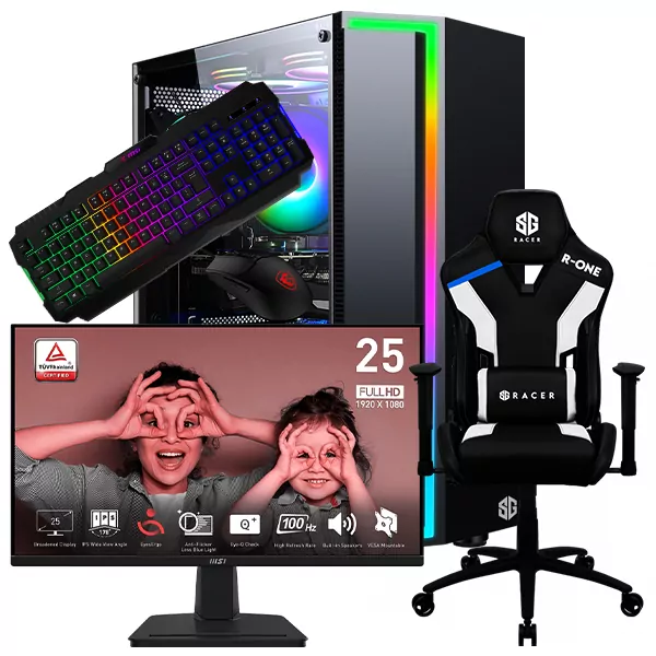 SETUP GAMER R5 5500-GT 1030 + MP251 + R-ONE + GK100 + GM100