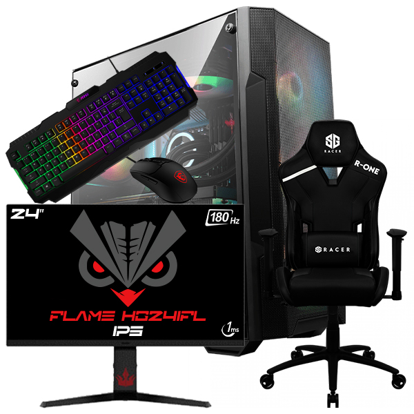 SETUP GAMER INTEL CORE i5 10400F-RX 7600 + HG24IFL + R-ONE + GM100 + GK100