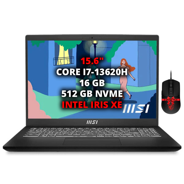 MSI MODERN 15 H C13M-297MA - Core i7 13th, IRIS XE, 16GB, 512GB + Souris
