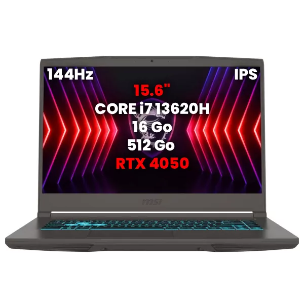 MSI Thin 15 B13VE-2659MA - Core i7 13th, RTX 4050, 16Go, 512Go