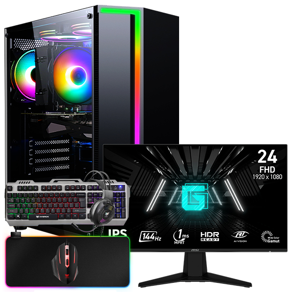 SETUP GAMER R5 3400G/8Go/256Go + G242L E14 + HPG100