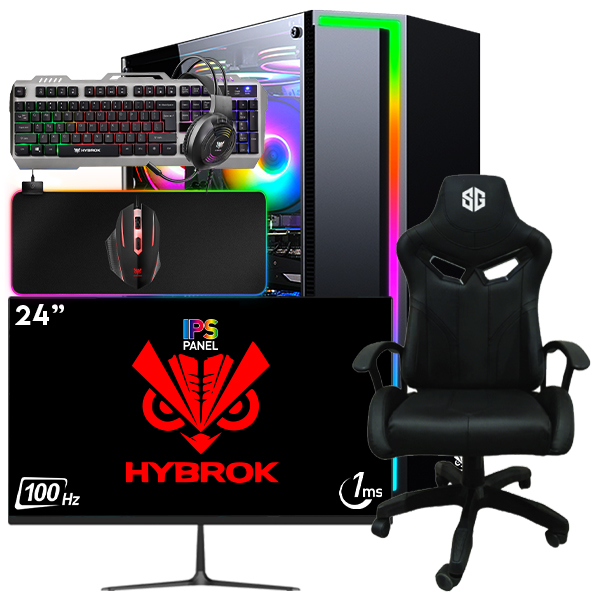 SETUP GAMER R3 PRO 5350G/8Go/256Go + HP24IPS100 + FIGHTER + HPG100