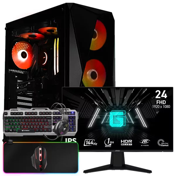 SETUP GAMER R5 5600/RX9060XT-16Go/16Go/500Go + G242L E14 + HPG100